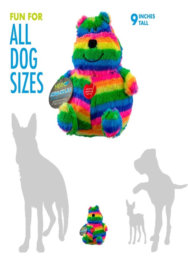 هيرو - تشاكلز بيليز - لعبة دب قوس قزح القطيفة للكلاب - ألعاب كلاب تصدر صوتاً - حيوان محشو متين مع صفارة 3 في 1 - Image 3